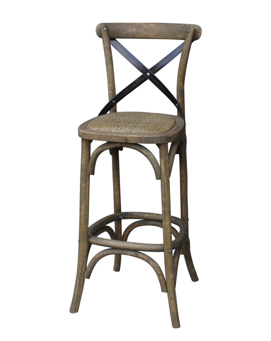 X Bar Stool 29", Oak & Iron - pair