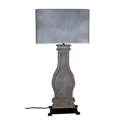 wood Column Table Lamp, 31"